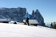 With snowshoes on the Alpe di Siusi